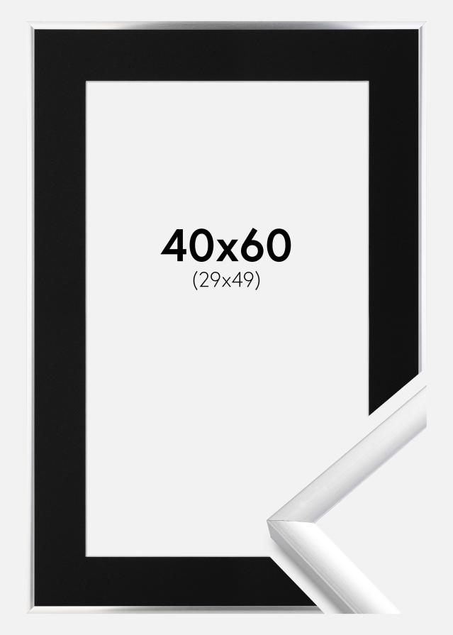 Ram med passepartou Frame New Lifestyle Silver 40x60 cm - Picture Mount Black 30x50 cm