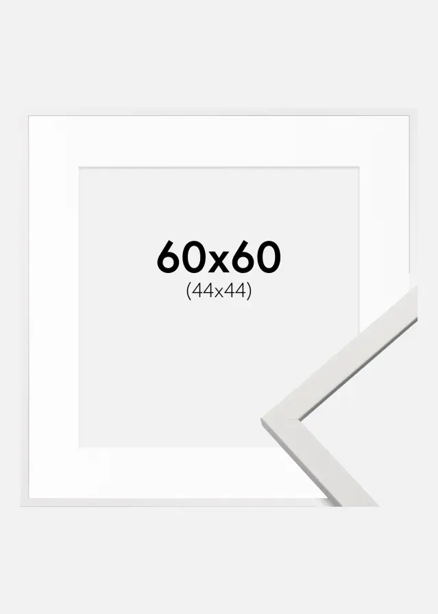 Ram med passepartou Frame Edsbyn White 60x60 cm - Picture Mount White 45x45 cm