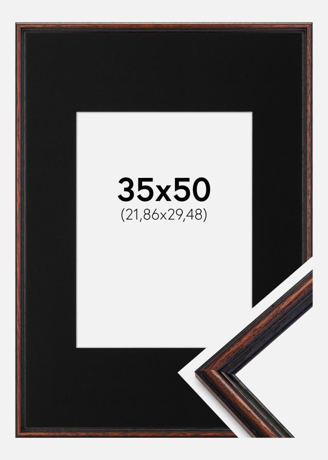 Ram med passepartou Frame Horndal Walnut 35x50 cm - Picture Mount Black 9x12 inches