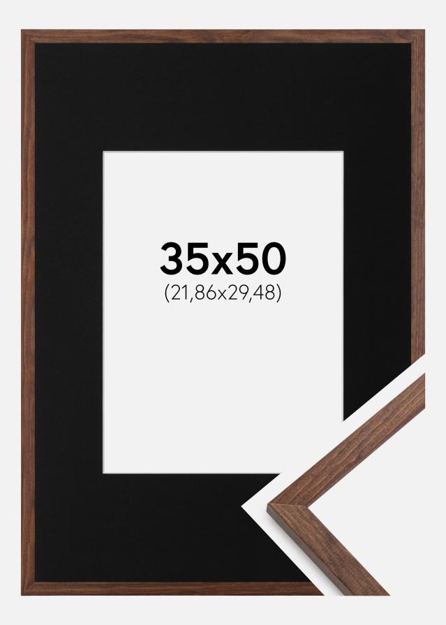 Ram med passepartou Frame Galant Walnut 35x50 cm - Picture Mount Black 9x12 inches