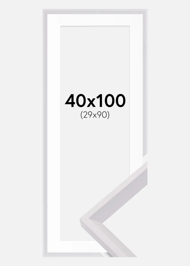Ram med passepartou Frame Globe White 40x100 cm - Picture Mount White 30x91 cm