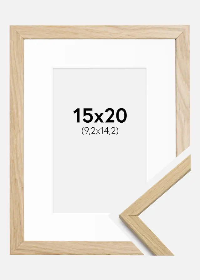 Ram med passepartou Frame Edsbyn Oak 15x20 cm - Picture Mount White 4x6 inches