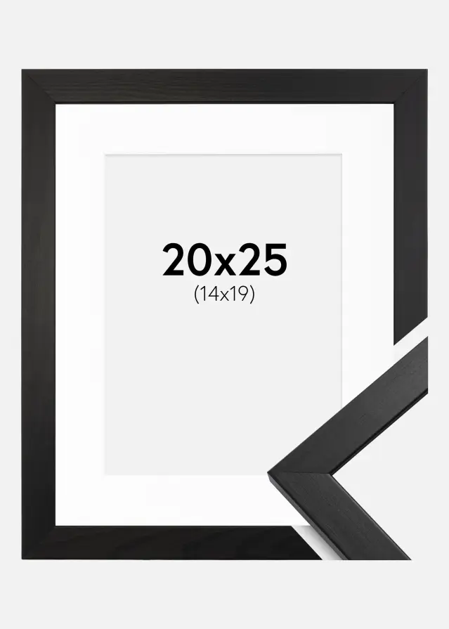 Ram med passepartou Frame Stilren Acrylic Glass Black 20x25 cm - Picture Mount White 15x20 cm