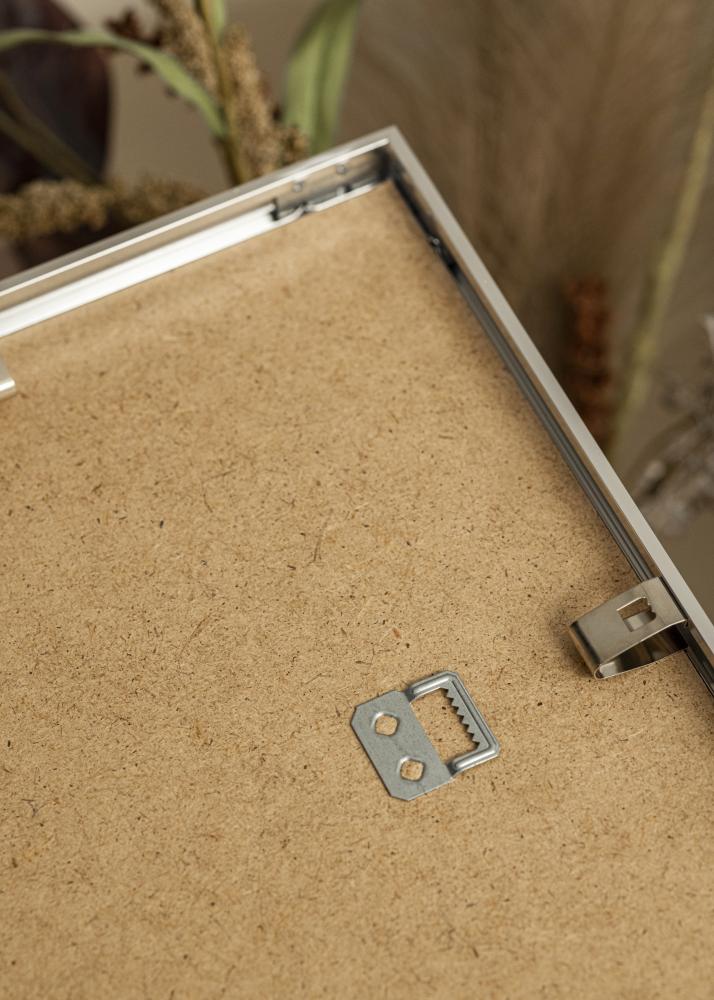 Ram med passepartou Frame Aluminium Shiny Silver 40x50 cm - Picture Mount White 29,7x42 cm (A3)