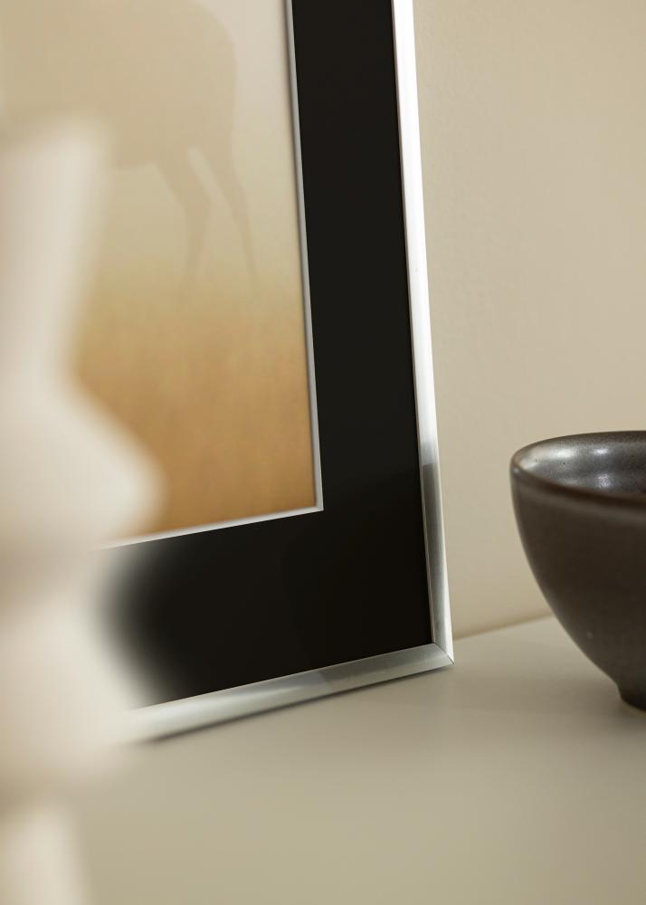 Ram med passepartou Frame New Lifestyle Silver 30x40 cm - Picture Mount Black 18x27 cm