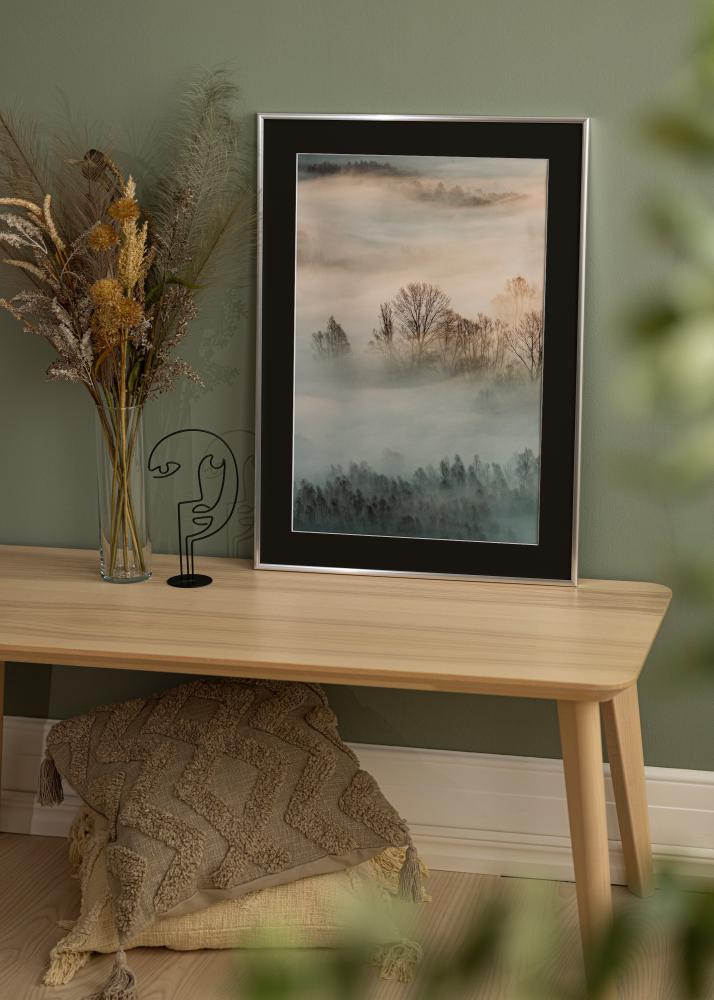 Ram med passepartou Frame New Lifestyle Silver 30x40 cm - Picture Mount Black 18x27 cm