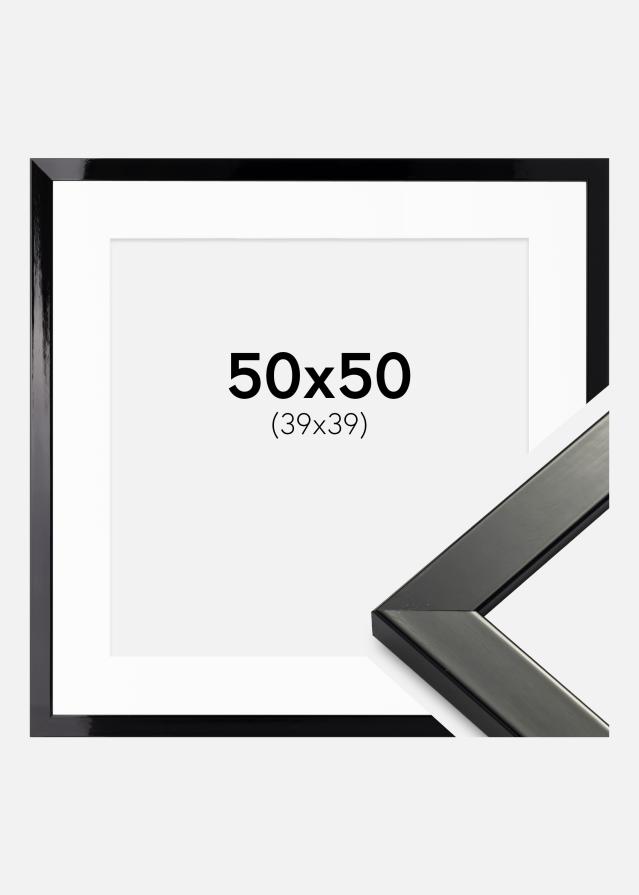 Ram med passepartou Frame Uppsala Black High gloss 50x50 cm - Picture Mount White 40x40 cm