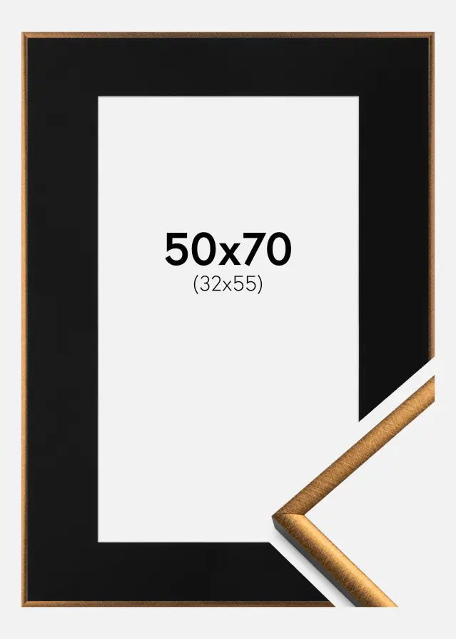 Ram med passepartou Frame New Lifestyle Bronze 50x70 cm - Picture Mount Black 33x56 cm