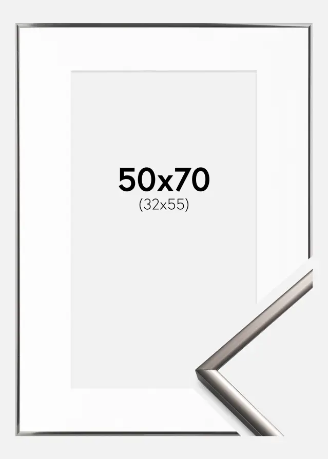 Ram med passepartou Frame New Lifestyle Steel 50x70 cm - Picture Mount White 33x56 cm