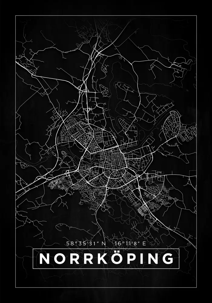 Bildverkstad Map - Norrköping - Black Poster