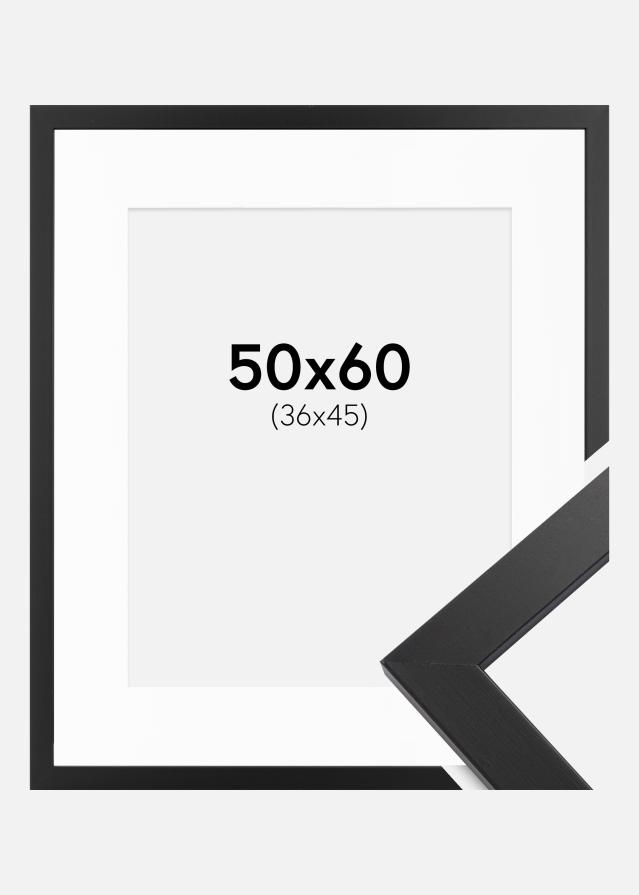Ram med passepartou Frame Black Wood 50x60 cm - Picture Mount White 37x46 cm
