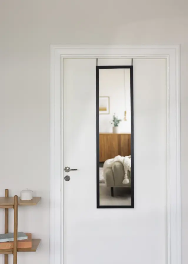 BGA Mirror Overdoor Black 34x126 cm