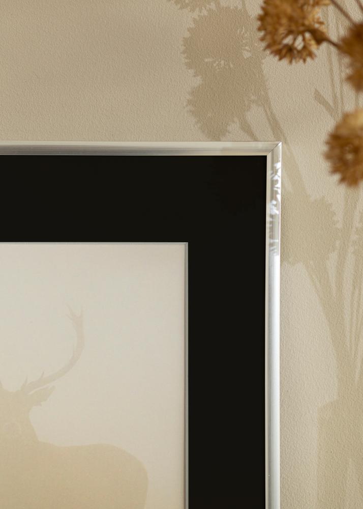 Ram med passepartou Frame New Lifestyle Silver 30x40 cm - Picture Mount Black 18x27 cm