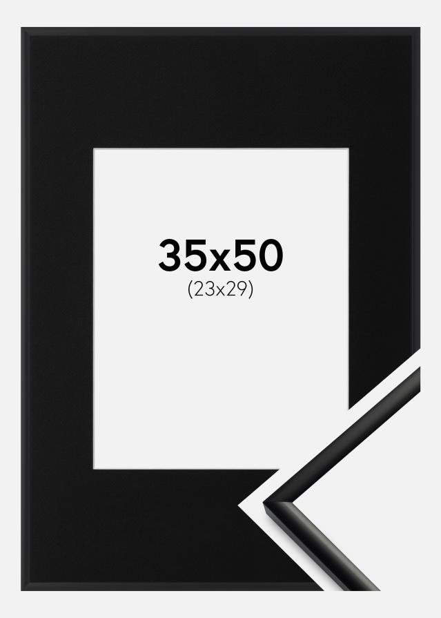Ram med passepartou Frame New Lifestyle Matt Black 35x50 cm - Picture Mount Black 24x30 cm