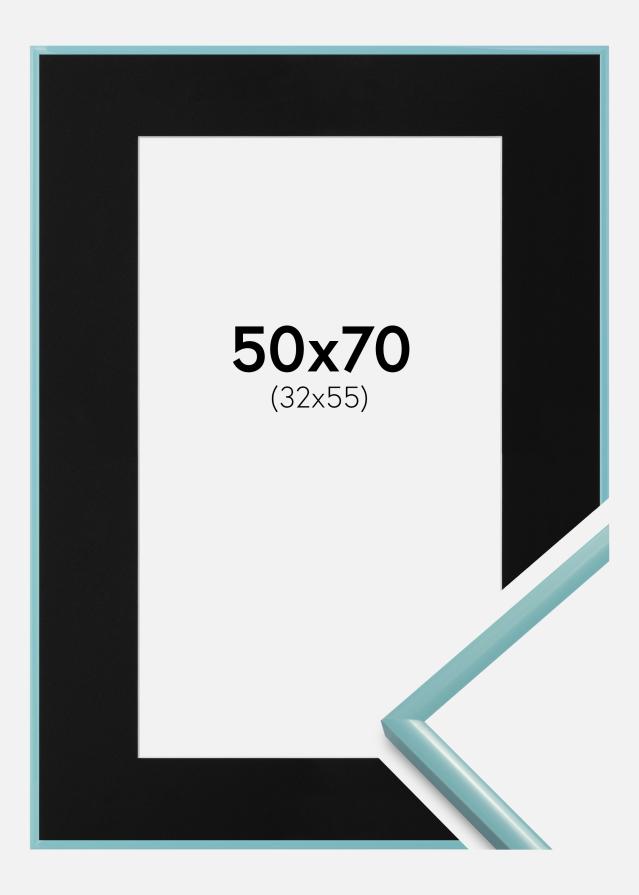 Ram med passepartou Frame New Lifestyle Turquoise 50x70 cm - Picture Mount Black 33x56 cm
