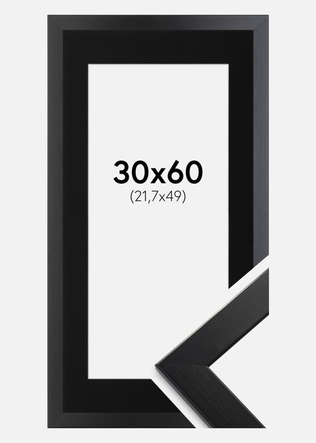 Ram med passepartou Frame Trendline Black 30x60 cm - Picture Mount Black 22.7x50 cm