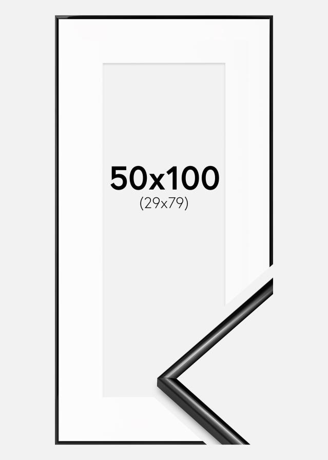 Ram med passepartou Frame Scandi Black 50x100 cm - Picture Mount White 30x80 cm