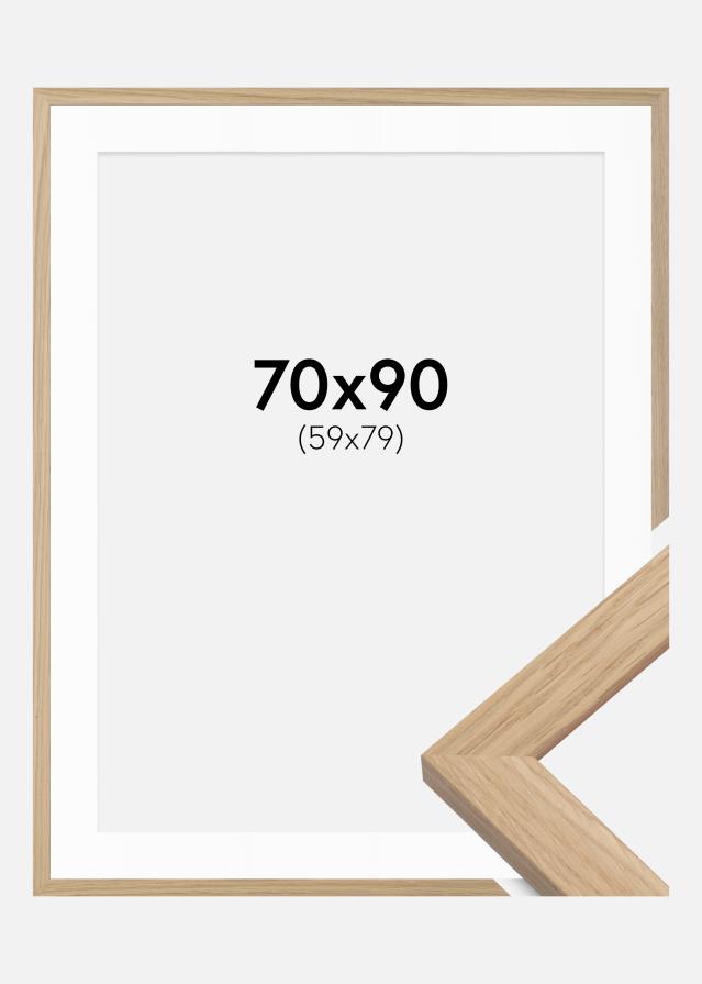 Ram med passepartou Frame Oak Wood 70x90 cm - Picture Mount White 60x80 cm