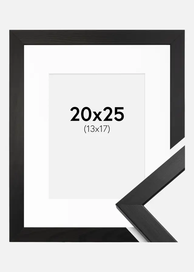 Ram med passepartou Frame Stilren Acrylic Glass Black 20x25 cm - Picture Mount White 14x18 cm
