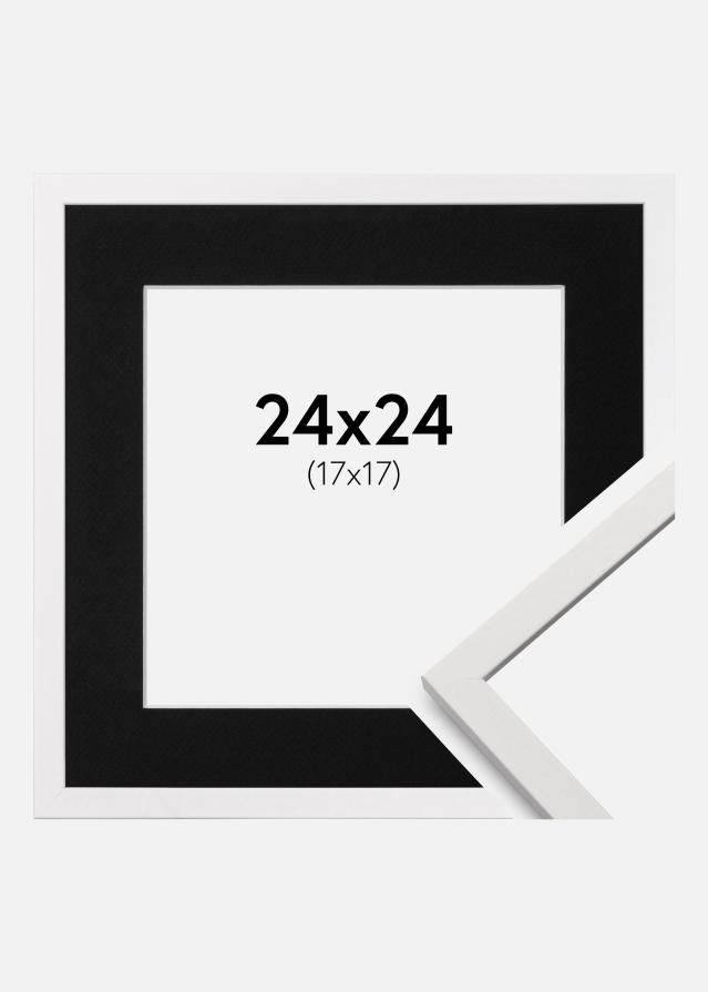 Ram med passepartou Frame Edsbyn White 24x24 cm - Picture Mount Black 18x18 cm