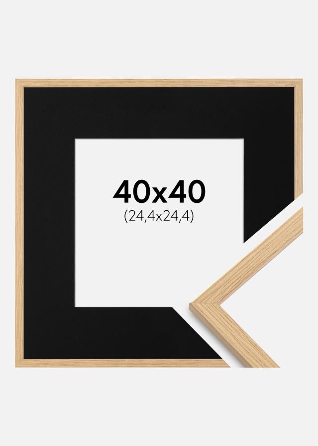 Ram med passepartou Frame Galant Oak 40x40 cm - Picture Mount Black 10x10 inches