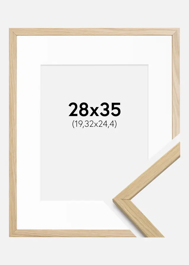 Ram med passepartou Frame Edsbyn Oak 28x35 cm - Picture Mount White 8x10 inches