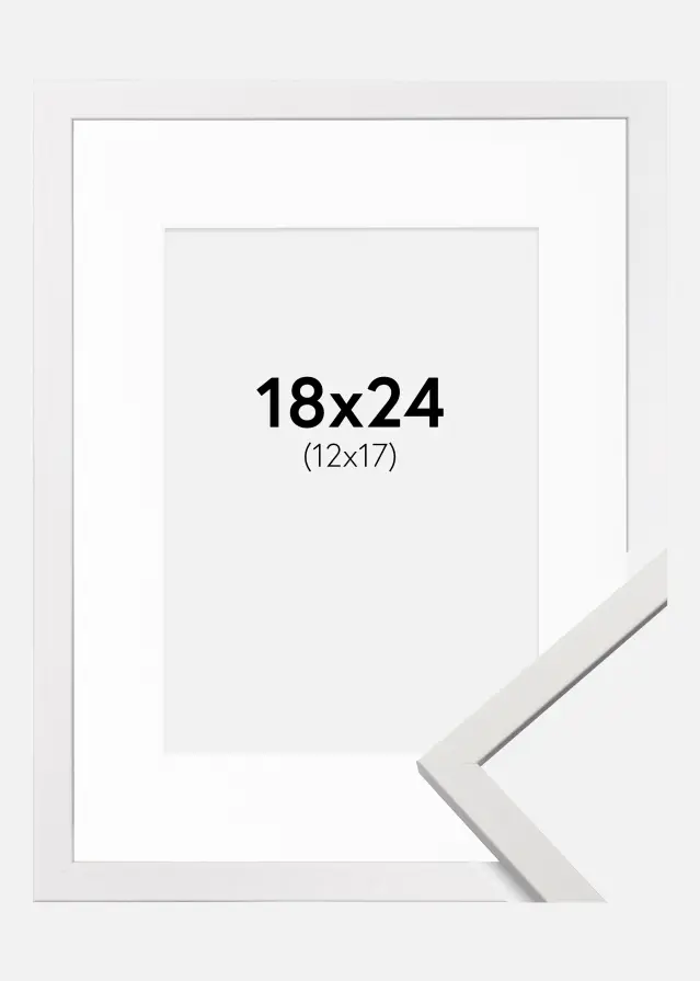 Ram med passepartou Frame Edsbyn White 18x24 cm - Picture Mount White 13x18 cm