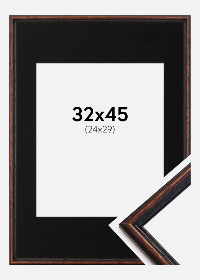 Ram med passepartou Frame Horndal Walnut 32x45 cm - Picture Mount Black 25x30 cm