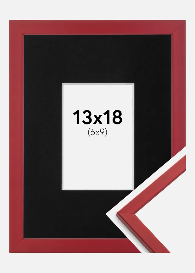 Ram med passepartou Frame Edsbyn Red 13x18 cm - Picture Mount Black 7x10 cm