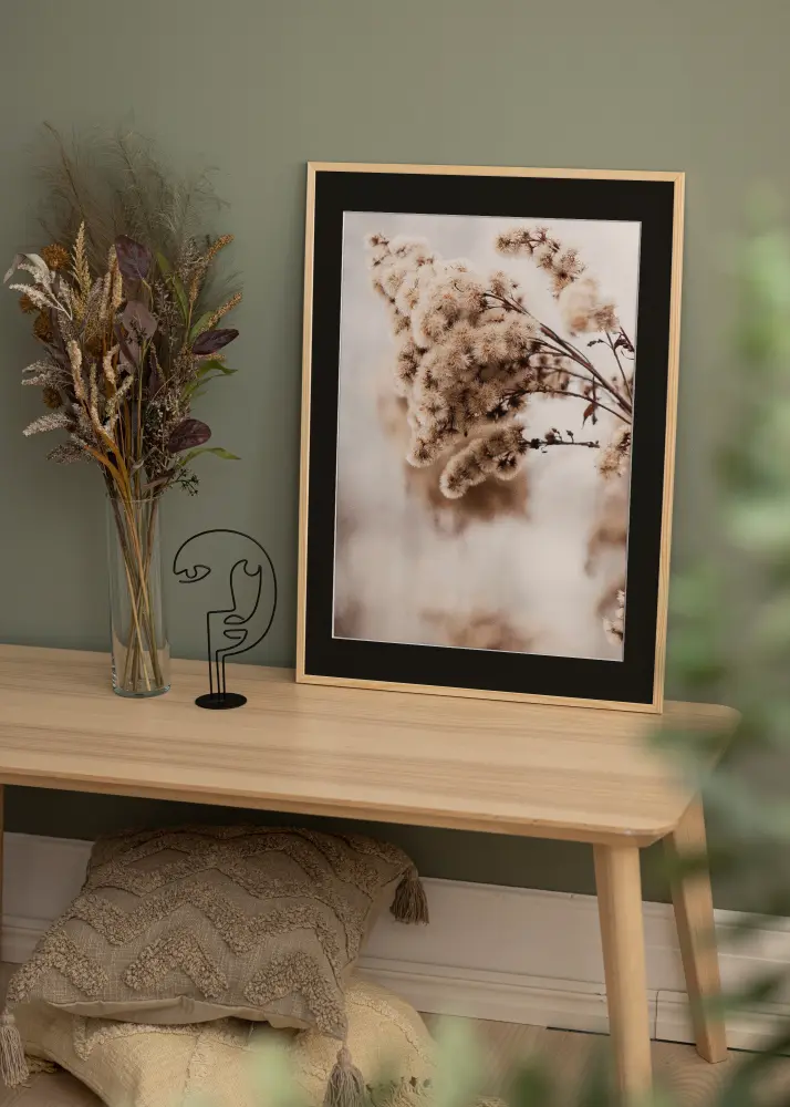 Ram med passepartou Frame Galant Pine 40x40 cm - Picture Mount Black 10x10 inches