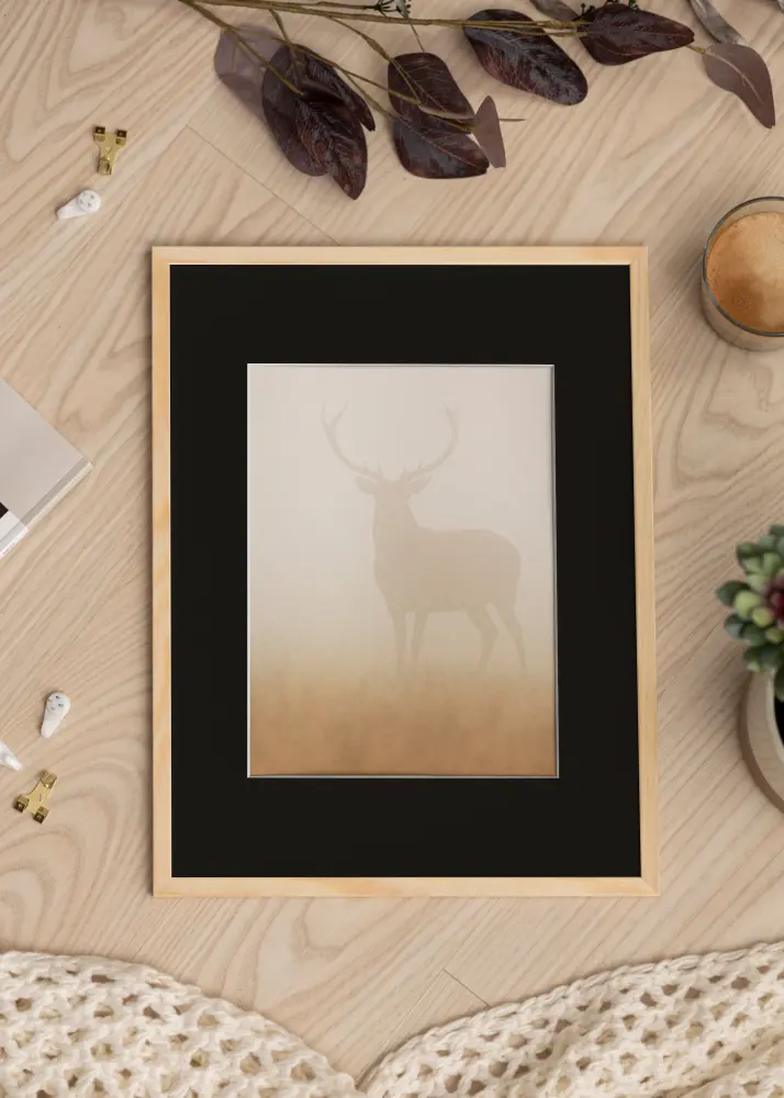 Ram med passepartou Frame Galant Pine 40x40 cm - Picture Mount Black 10x10 inches