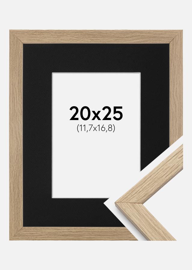 Ram med passepartou Frame Stilren Oak 20x25 cm - Picture Mount Black 5x7 inches
