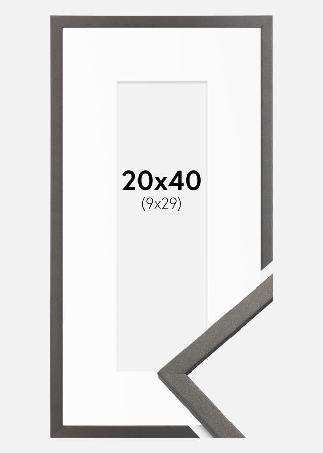 Ram med passepartou Frame Edsbyn Graphite 20x40 cm - Picture Mount White 10x30 cm
