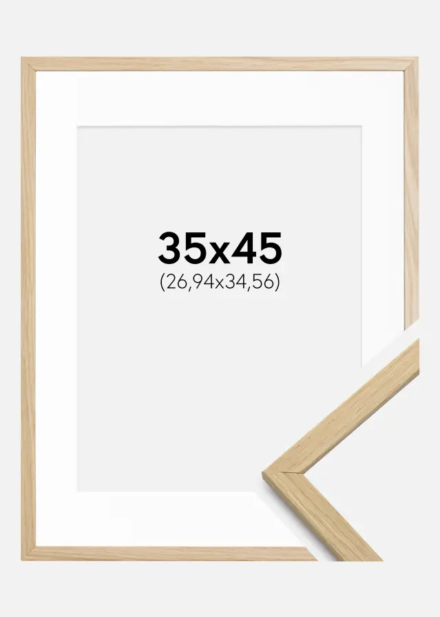 Ram med passepartou Frame Edsbyn Oak 35x45 cm - Picture Mount White 11x14 inches