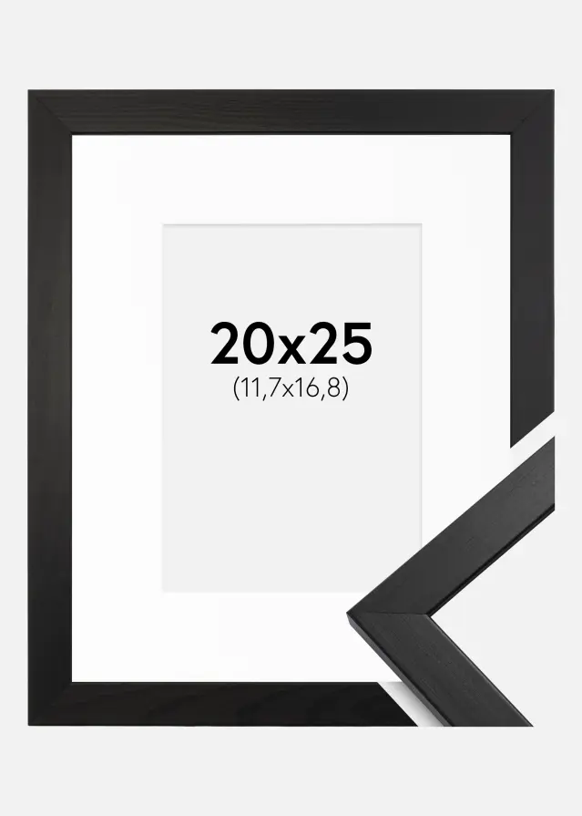 Ram med passepartou Frame Stilren Acrylic Glass Black 20x25 cm - Picture Mount White 5x7 inches
