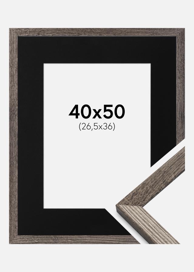 Ram med passepartou Frame Fiorito Walnut 40x50 cm - Picture Mount Black 27.5x37 cm