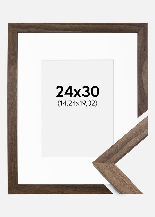 Ram med passepartou Frame Stilren Walnut 24x30 cm - Picture Mount White 6x8 inches