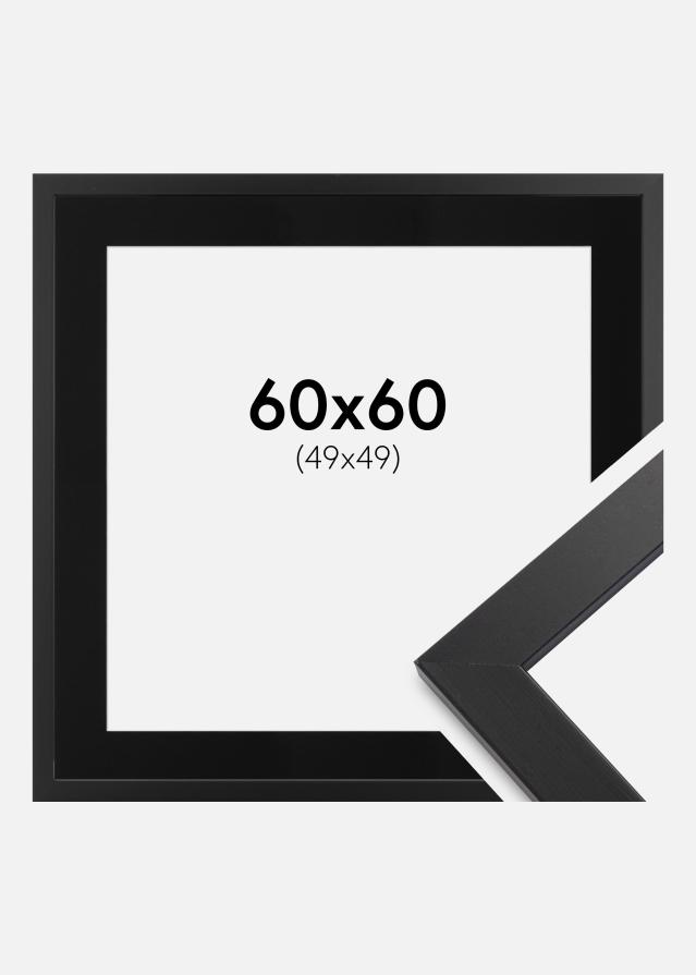 Ram med passepartou Frame Black Wood 60x60 cm - Picture Mount Black 50x50 cm