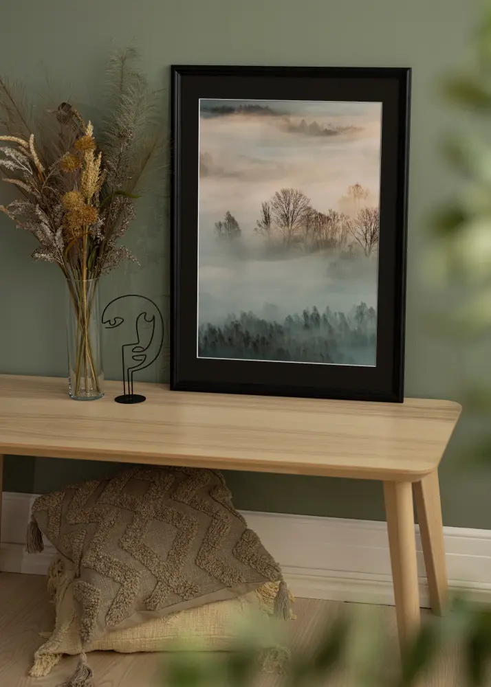 Ram med passepartou Frame Siljan Black 60x60 cm - Picture Mount Black 45x45 cm