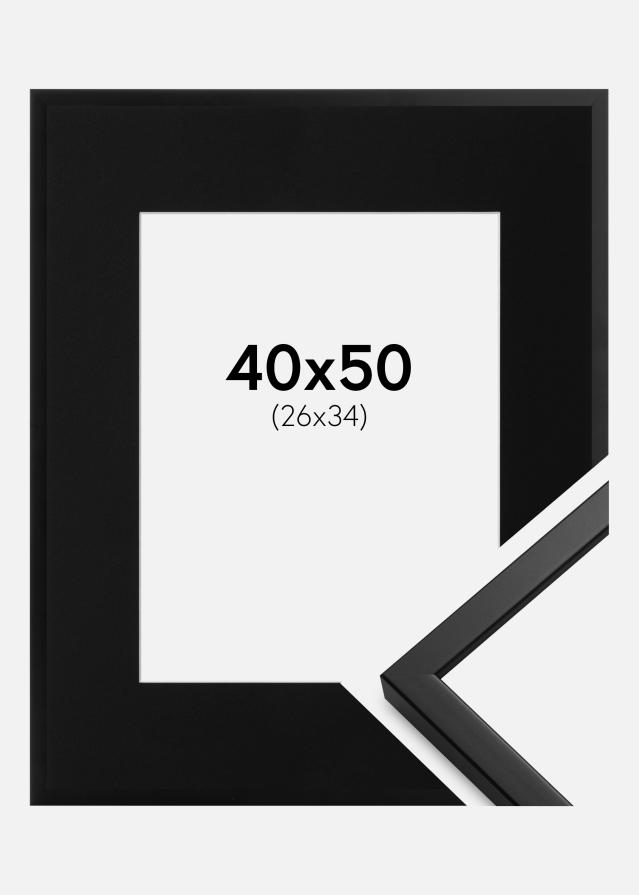 Ram med passepartou Frame Oslo Black 40x50 cm - Picture Mount Black 27x35 cm