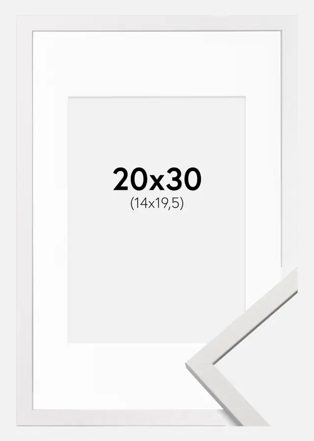 Ram med passepartou Frame Edsbyn White 20x30 cm - Picture Mount White 15x21 cm (A5)