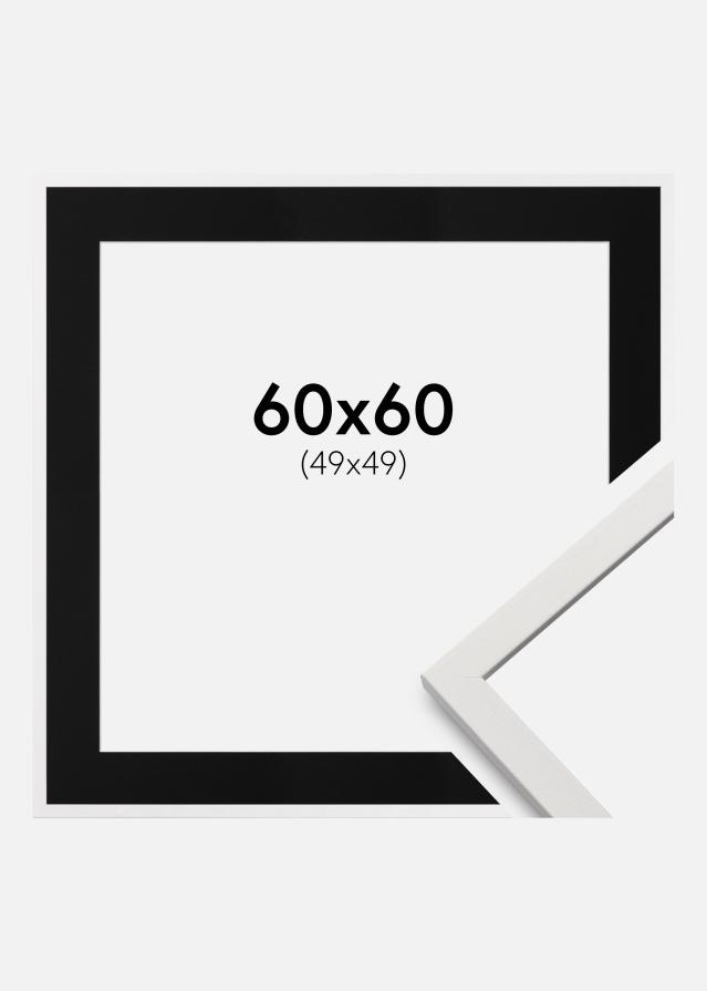 Ram med passepartou Frame Edsbyn White 60x60 cm - Picture Mount Black 50x50 cm