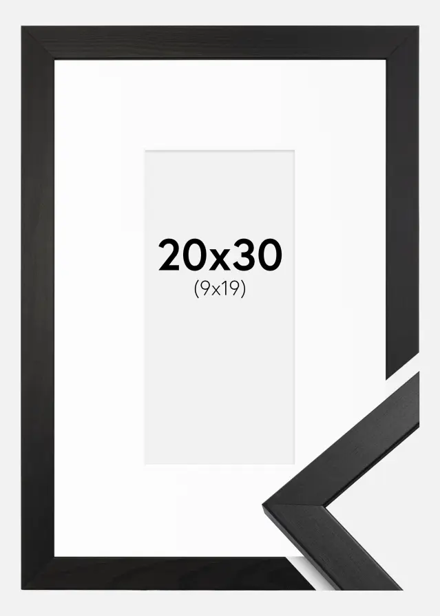 Ram med passepartou Frame Stilren Acrylic Glass Black 20x30 cm - Picture Mount White 10x20 cm
