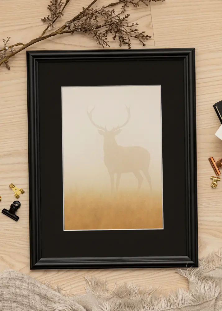 Ram med passepartou Frame Siljan Black 60x60 cm - Picture Mount Black 45x45 cm