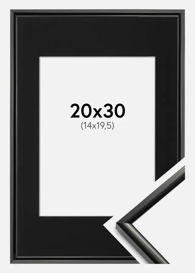 Ram med passepartou Frame New Lifestyle Black 20x30 cm - Picture Mount Black 15x21 cm