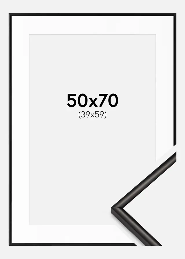 Ram med passepartou Frame Scandi Matt Black 50x70 cm - Picture Mount White 40x60 cm