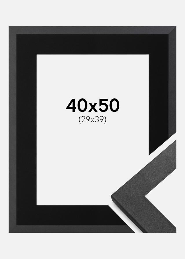 Ram med passepartou Frame Graphite Wood 40x50 cm - Picture Mount Black 30x40 cm