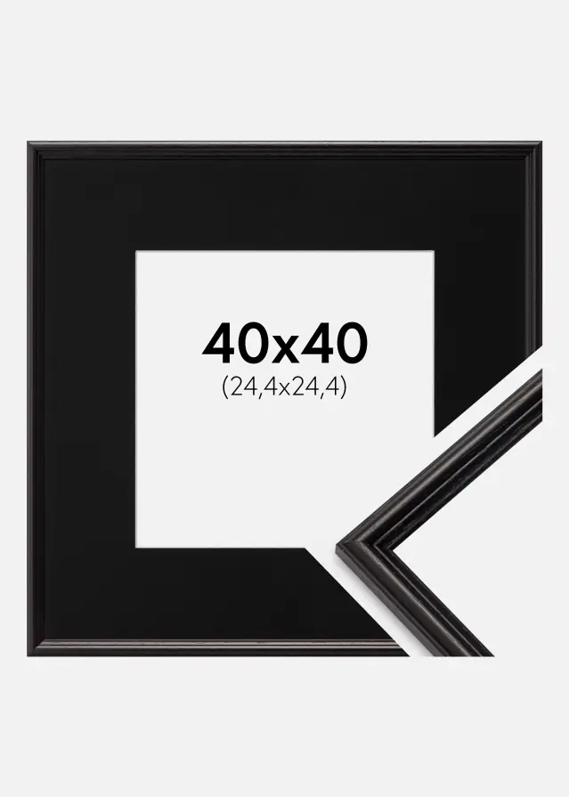 Ram med passepartou Frame Horndal Black 40x40 cm - Picture Mount Black 10x10 inches