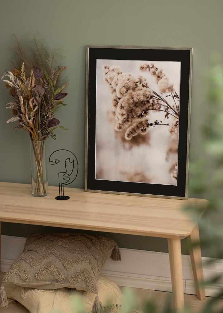 Ram med passepartou Frame Galant Silver 40x50 cm - Picture Mount Black 12x16 inches