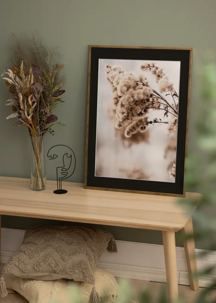 Ram med passepartou Frame Galant Gold 40x50 cm - Picture Mount Black 29.7x42 cm (A3)